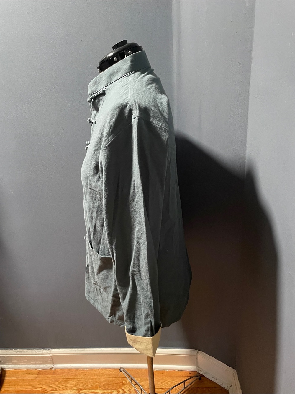 Men's Traditional Button-Front Jacket in Sage Green Size-XL - Picture 4 of 13